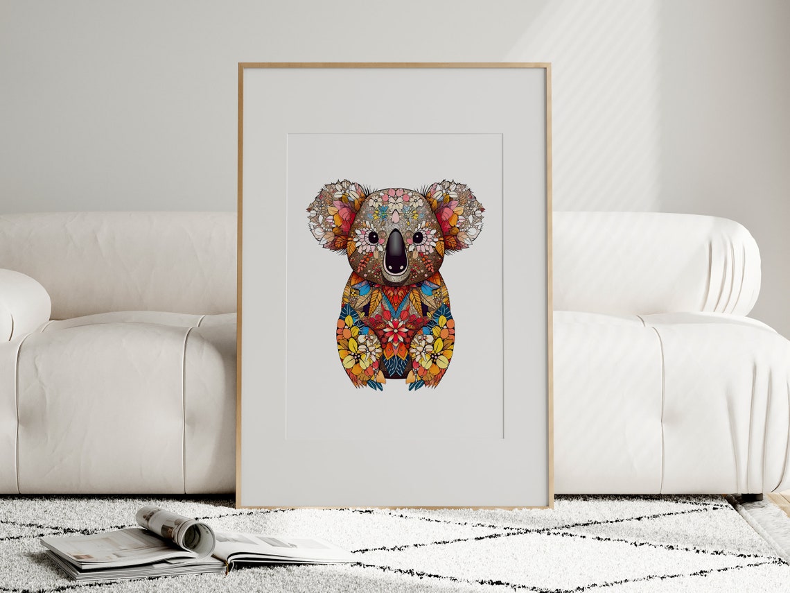 Adorable Koala Mosaic Crafted from Colorful Flowers Cute Poster - Image 4
