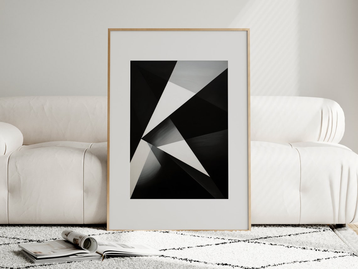 Dramatic Black and White Angular Shards Geometric Abstract Poster - Image 5