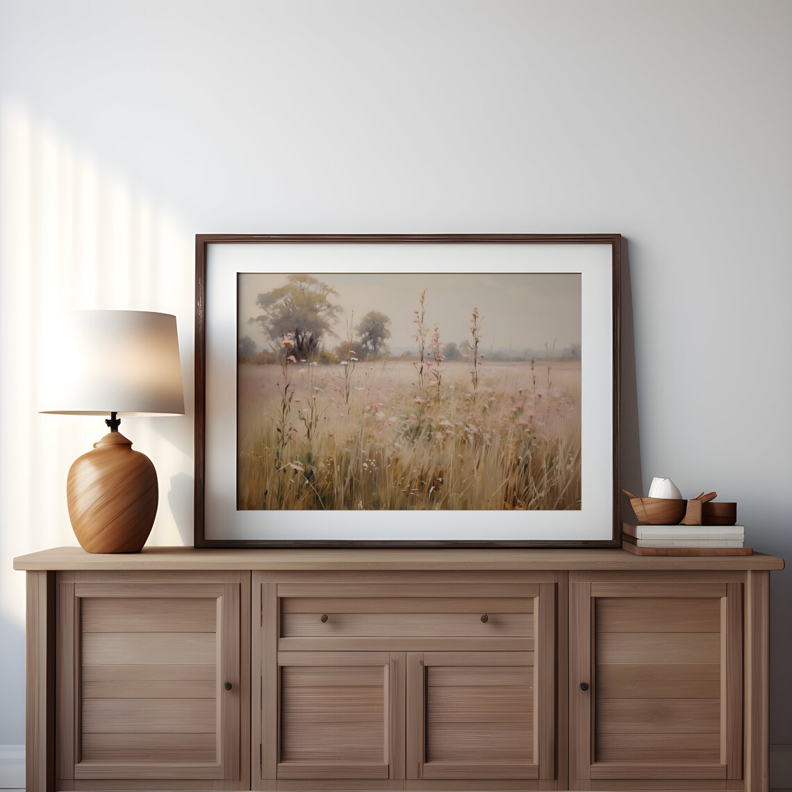 Summer Meadow Wildflowers Tall Grasses Vintage Oil Painting Art Print - Image 4
