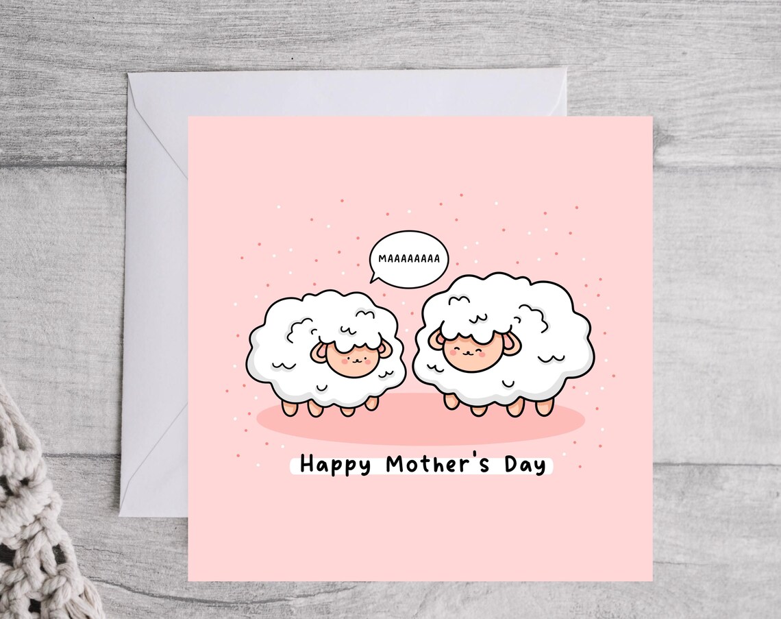 Kawaii MAAAAAAAA Happy Mothers Day Fluffy Sheep Pun Art Print - Image 5