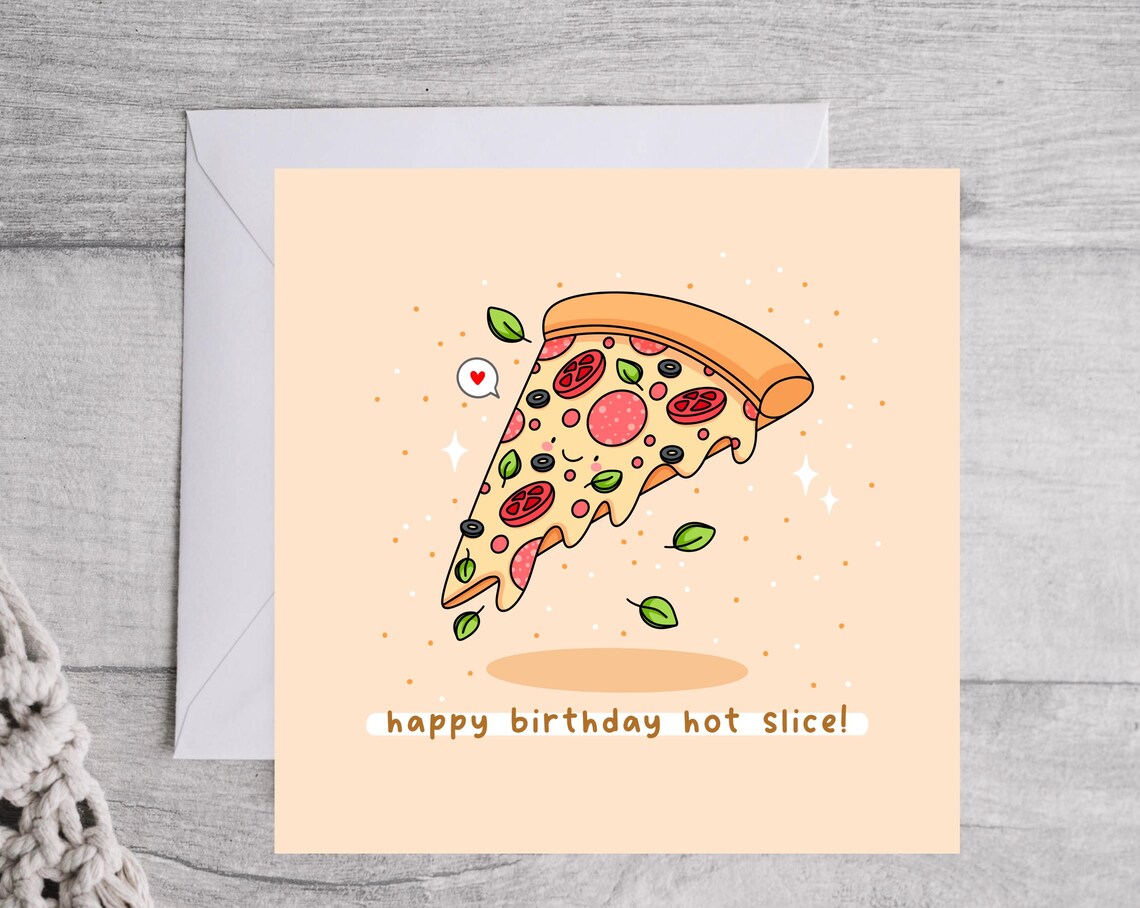 Happy Birthday Hot Slice Cute Pizza Pun Poster Print - Image 3