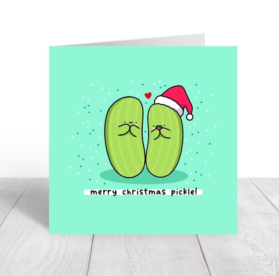 Merry Christmas Pickle Funny Holiday Pun Illustrated Card Print - Image 5