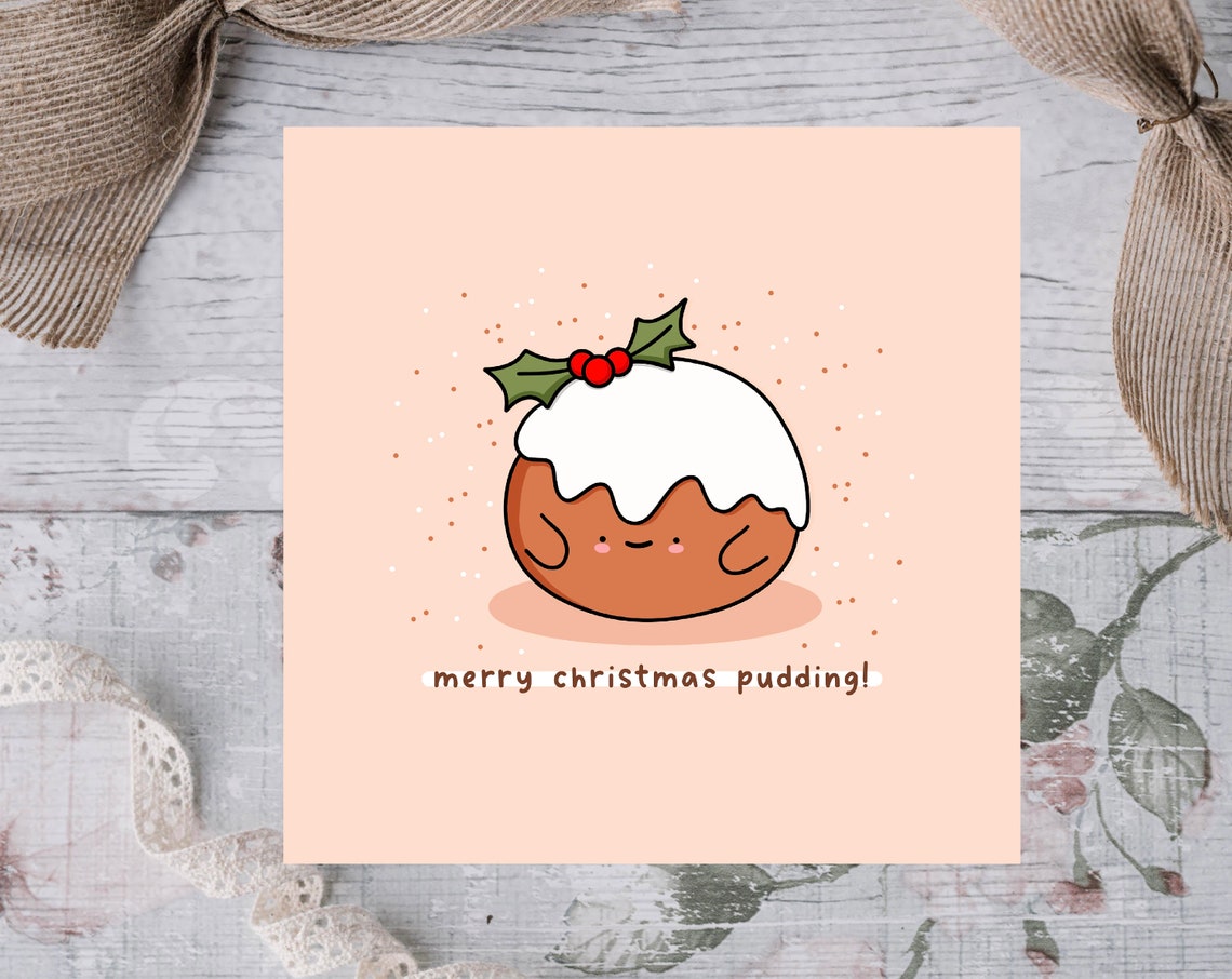 Merry Christmas Pudding Kawaii Holiday Pudding Dessert Poster - Image 3