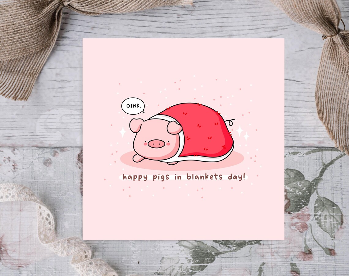 Pig Wrapped In Blanket Oink Happy Pigs In Blankets Day Wall Art - Image 2