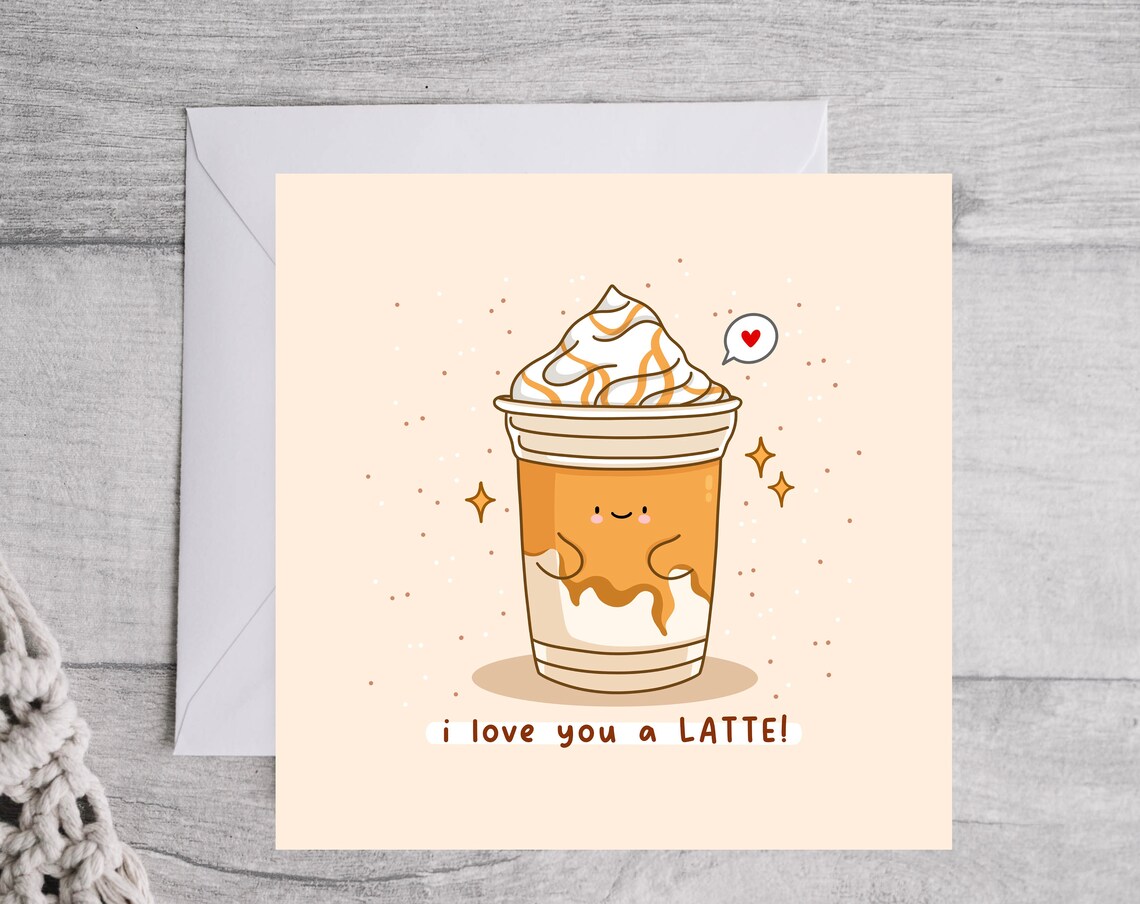 Cute Latte Kawaii Card, Coffee Lover Love Poster - Image 2
