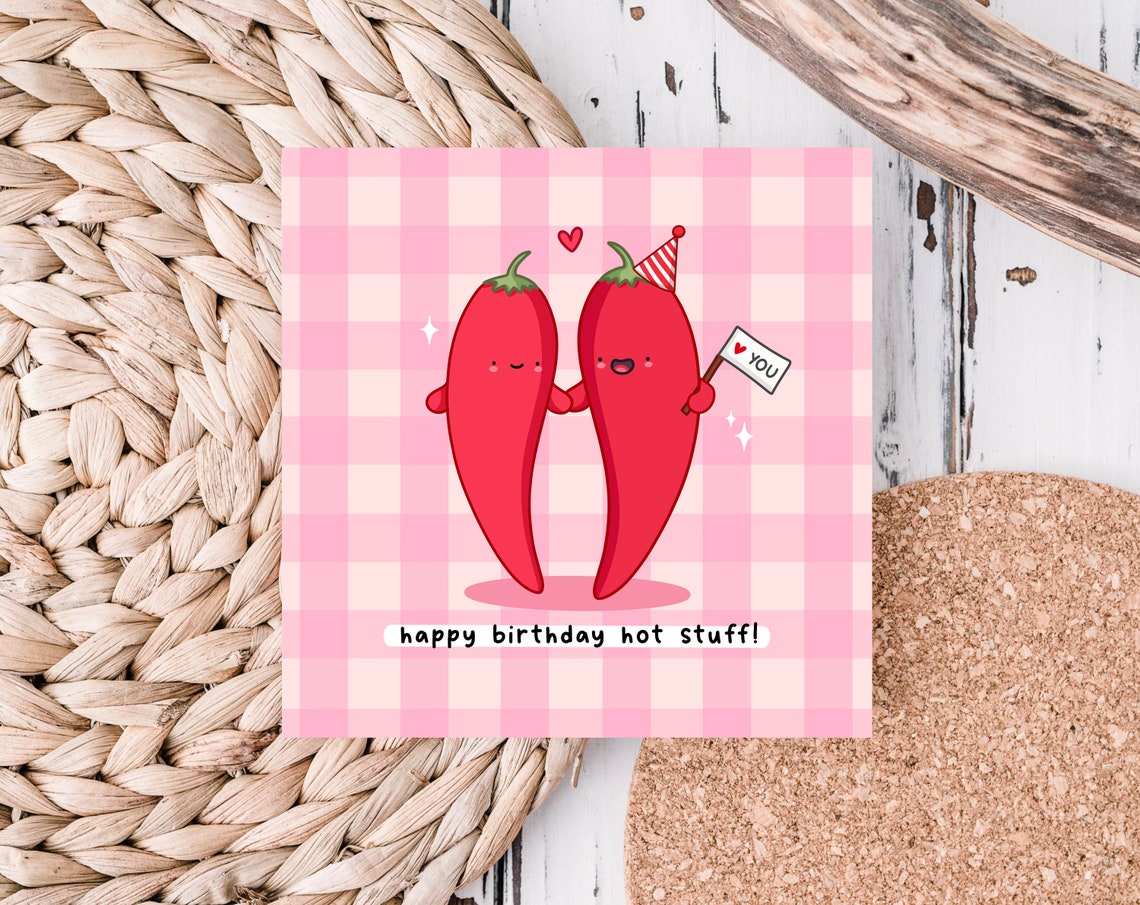Red Chilli Peppers Party Hat Love Flag Hot Stuff Birthday Wall Art - Image 5