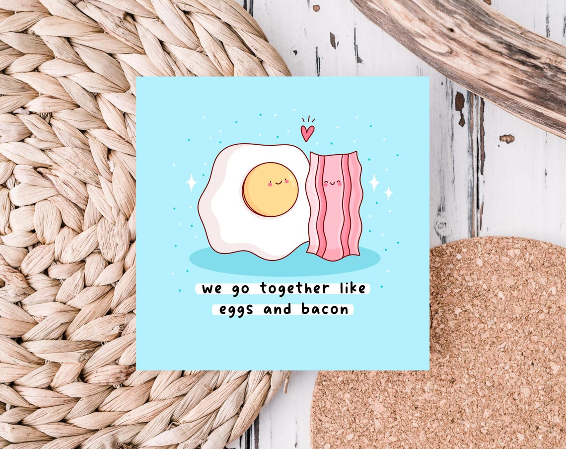 We Go Together Like Eggs And Bacon Kawaii Breakfast Love Poster - Image 4