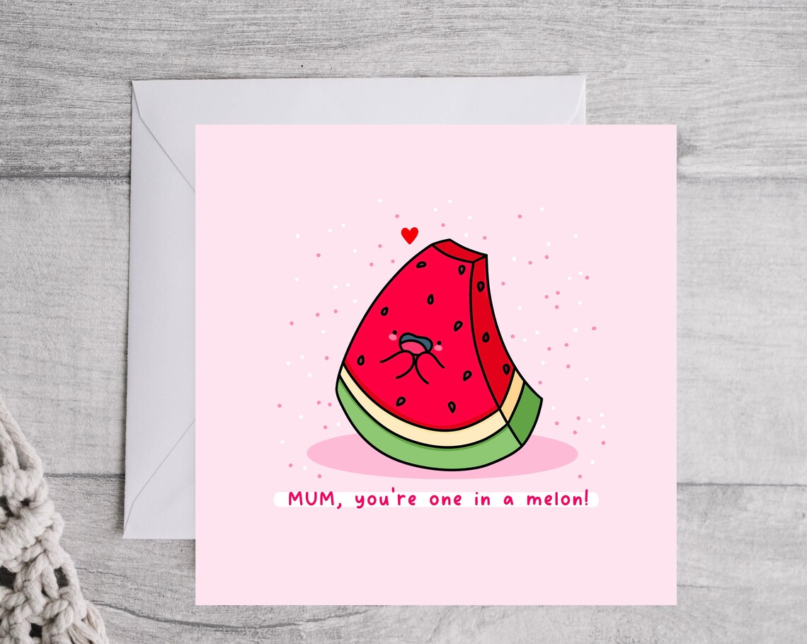 Watermelon Slice MUM Youre One In A Melon Mothers Day Wall Art - Image 3