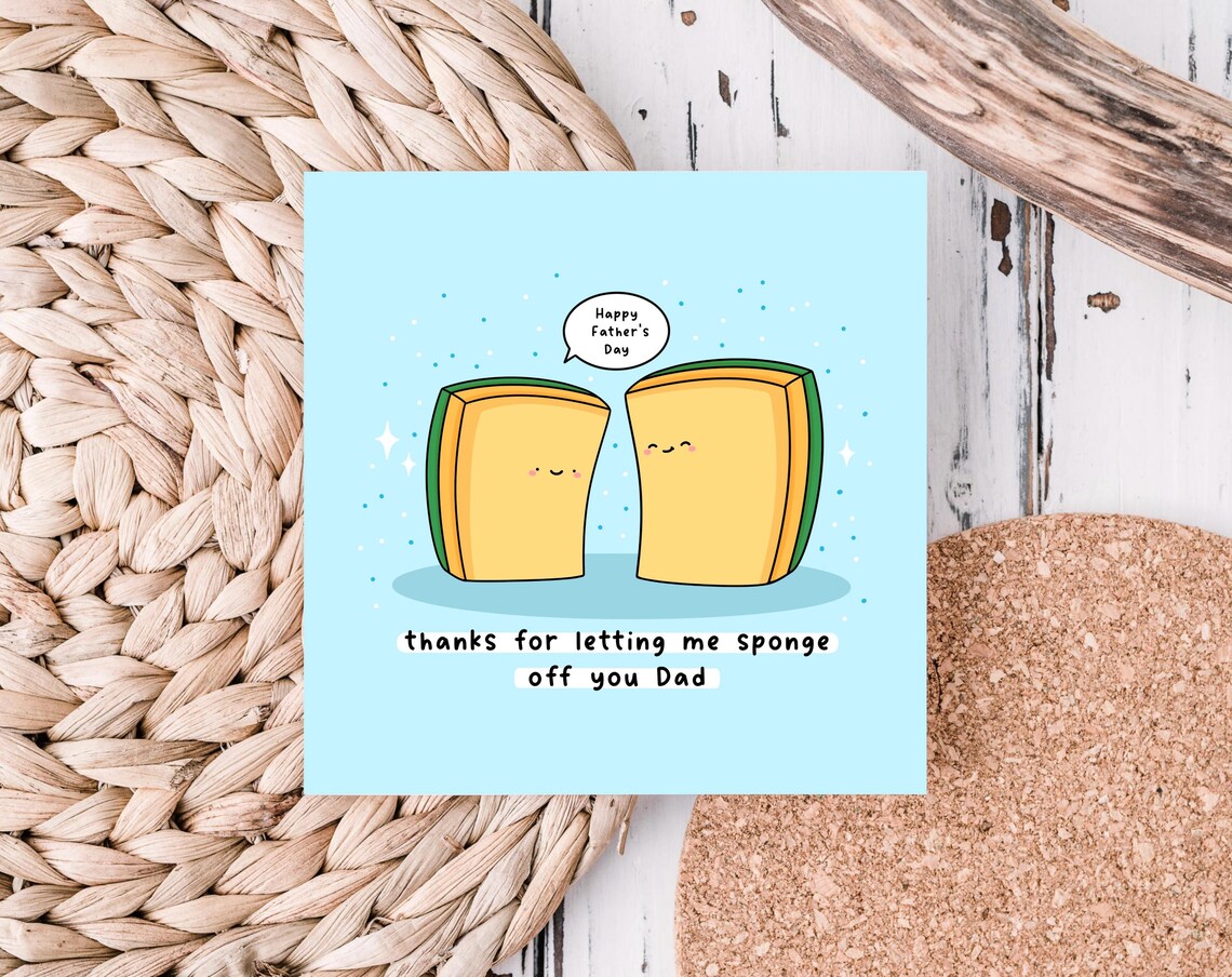 Kawaii Sponge Fathers Day Pun Poster with Sponge Off You Dad - Image 4