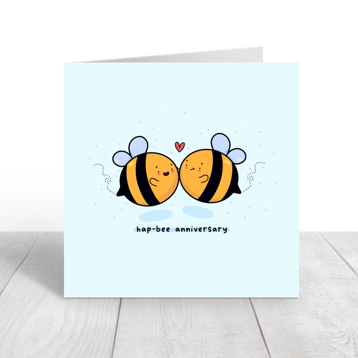 Kissing Bumble Bee Couple Hap-Bee Anniversary Card Kawaii Print - Image 4