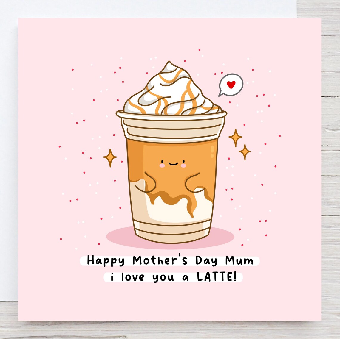 Kawaii Happy Mothers Day Mum I Love You a LATTE Pun Art Print