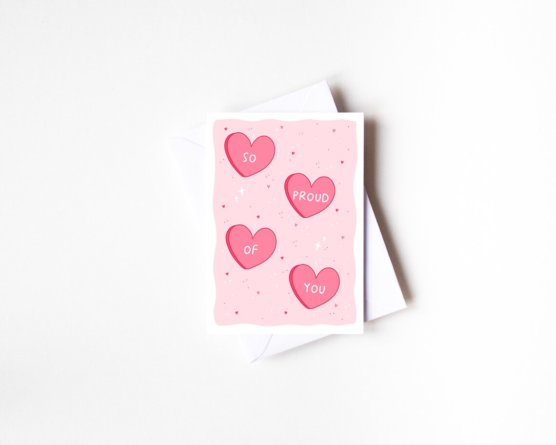 So Proud Of You Pink Heart Candy Encouragement Card Art Poster - Image 2