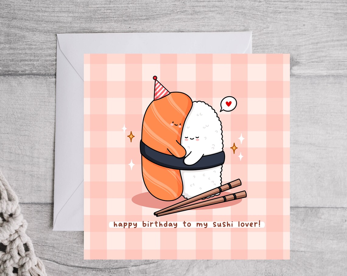 Kawaii Happy Birthday to My Sushi Lover Nigiri Pun Art Print - Image 2