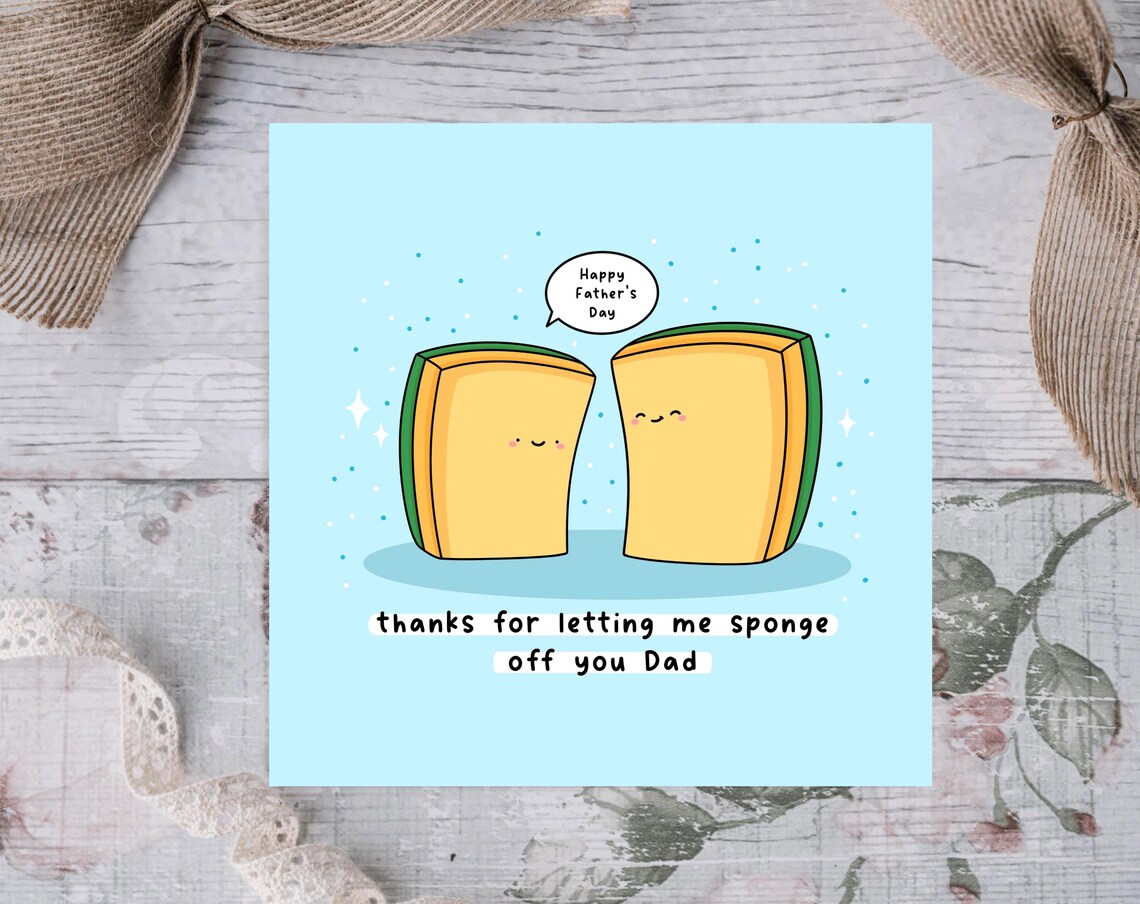Kawaii Sponge Fathers Day Pun Poster with Sponge Off You Dad - Image 3