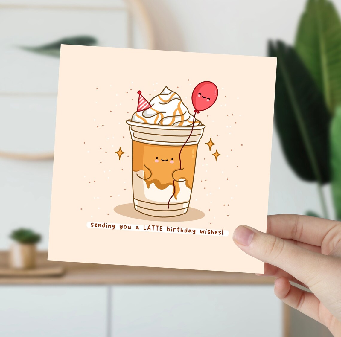 Iced Latte Cup Party Hat Sending A Latte Birthday Wishes Wall Art - Image 6