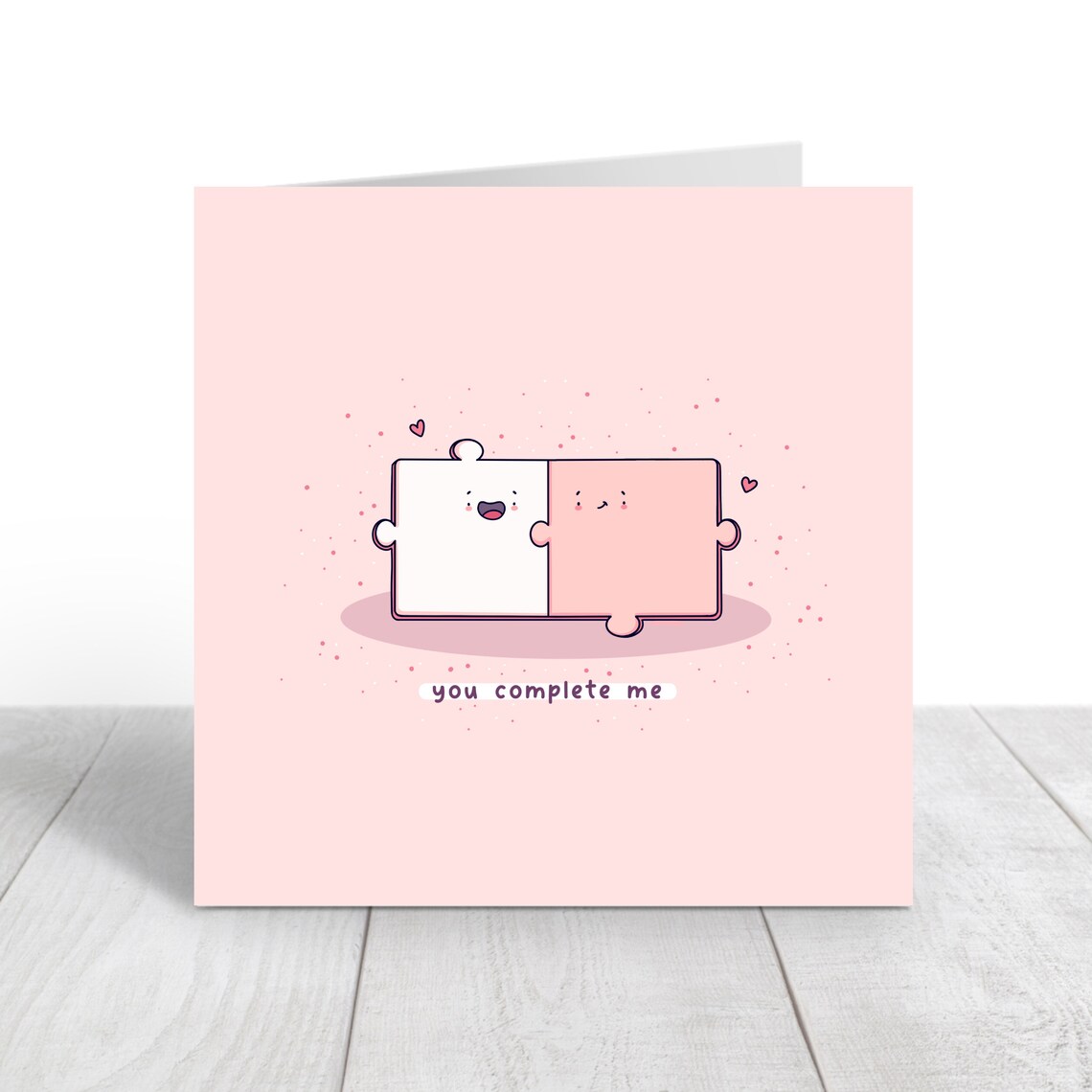 You Complete Me Sweet Puzzle Pieces Kawaii Love Card Art Poster - Image 4