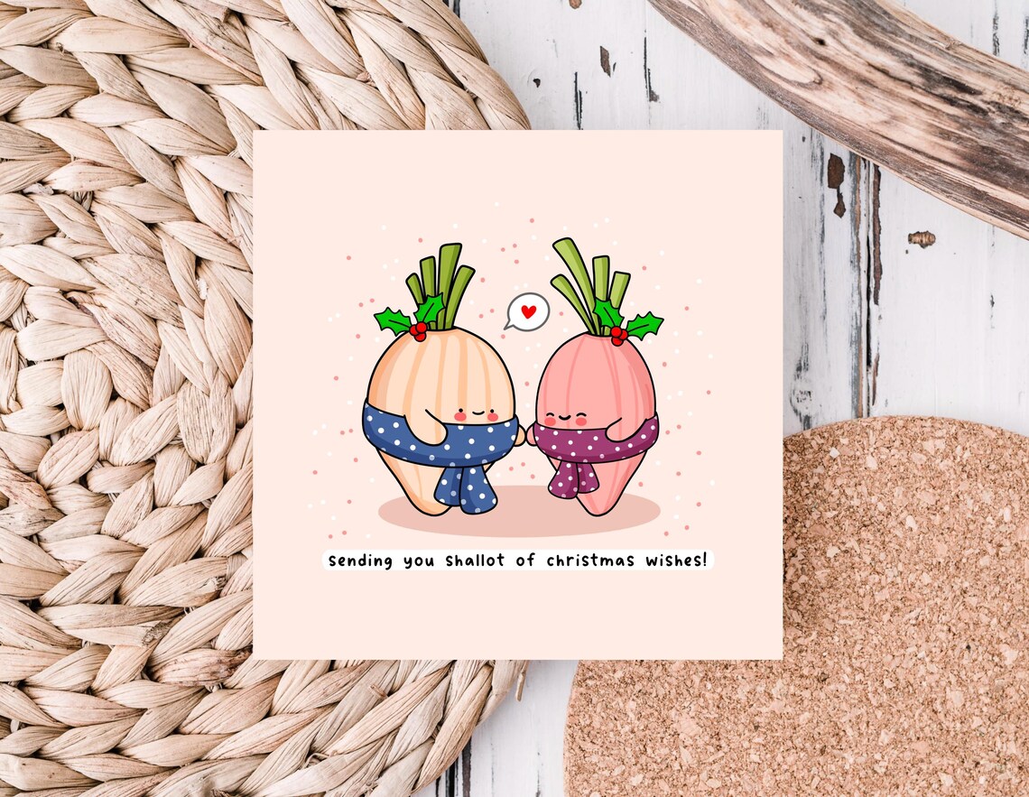 Kawaii Sending You Shallot of Christmas Wishes Pun Art Print - Image 5