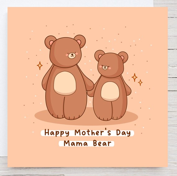 Kawaii Happy Mothers Day Mama Bear and Cute Cub Pun Art Print