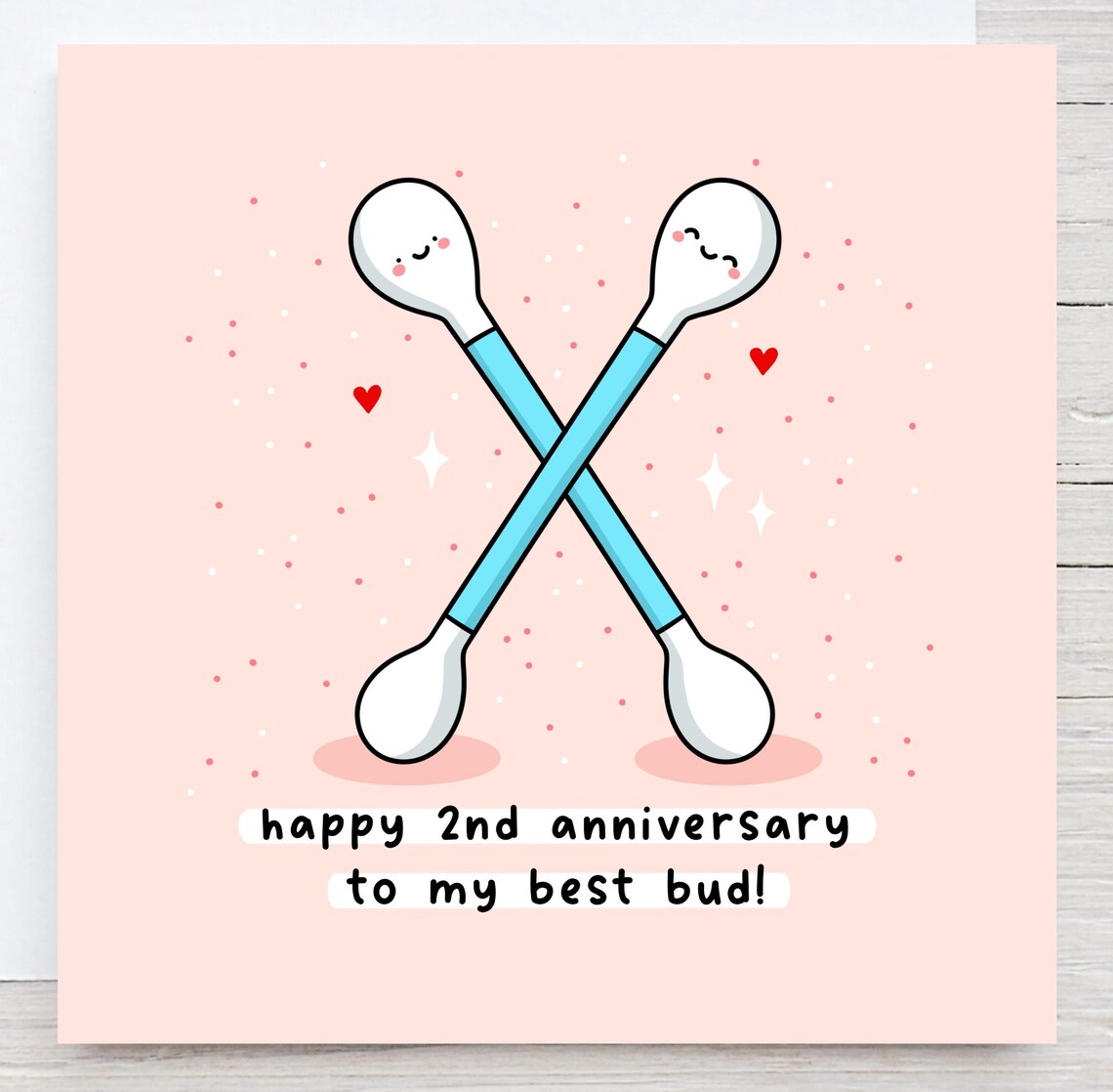 Crossed Cotton Buds Happy 2nd Anniversary To My Best Bud Wall Art