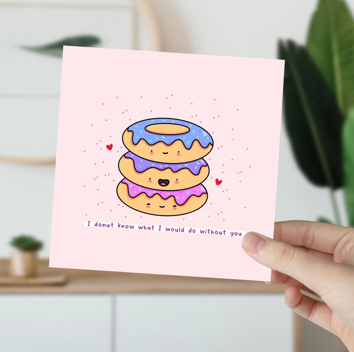Stacked Smiling Donuts Sweet Love Anniversary Card Kawaii Print - Image 5