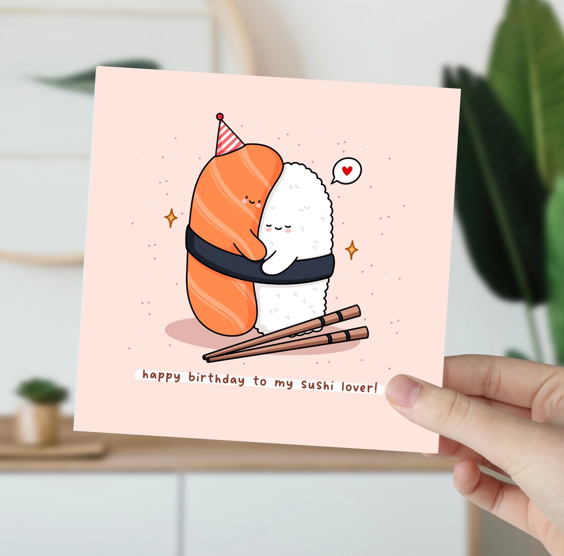 Salmon Nigiri Sushi Hug Happy Birthday Sushi Lover Pun Wall Art - Image 6