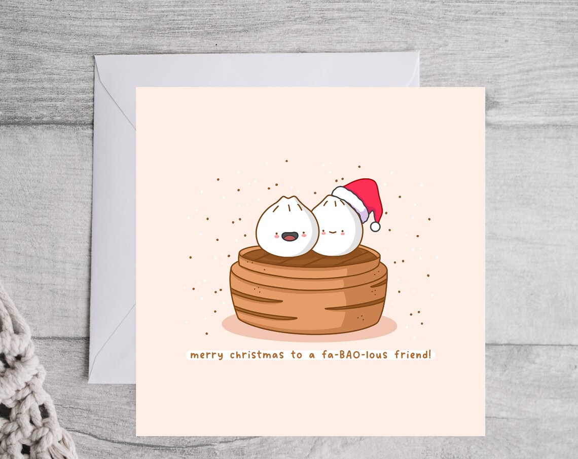 Merry Christmas To A Fa-BAO-lous Friend Bao Buns Holiday Print - Image 3