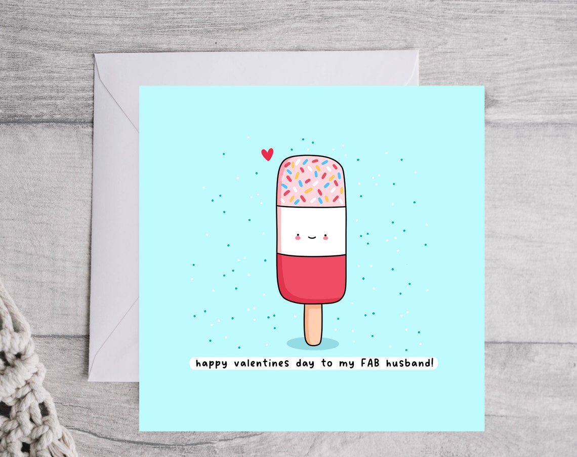Happy Valentines Day To My Fab Husband Kawaii Ice Lolly Poster - Image 3