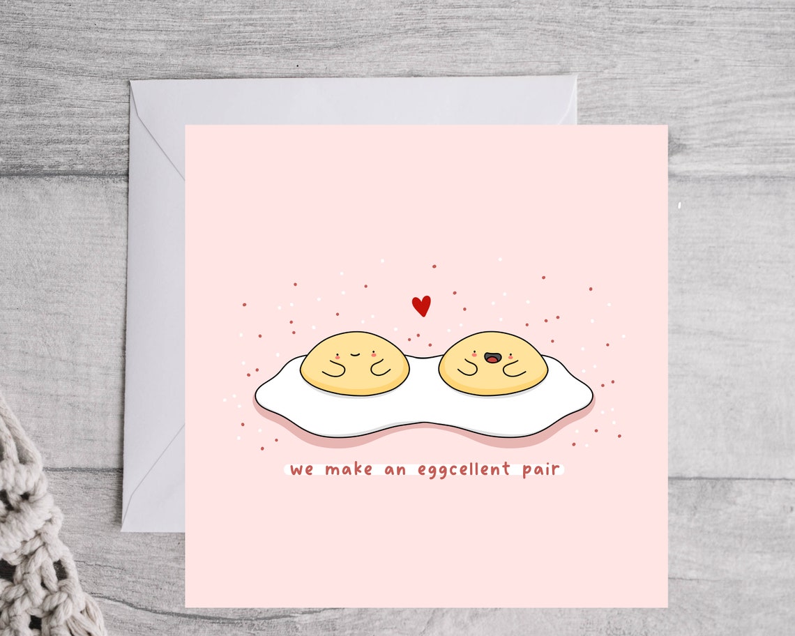 Fried Egg Couple Eggcellent Pair Love Anniversary Card Print - Image 4