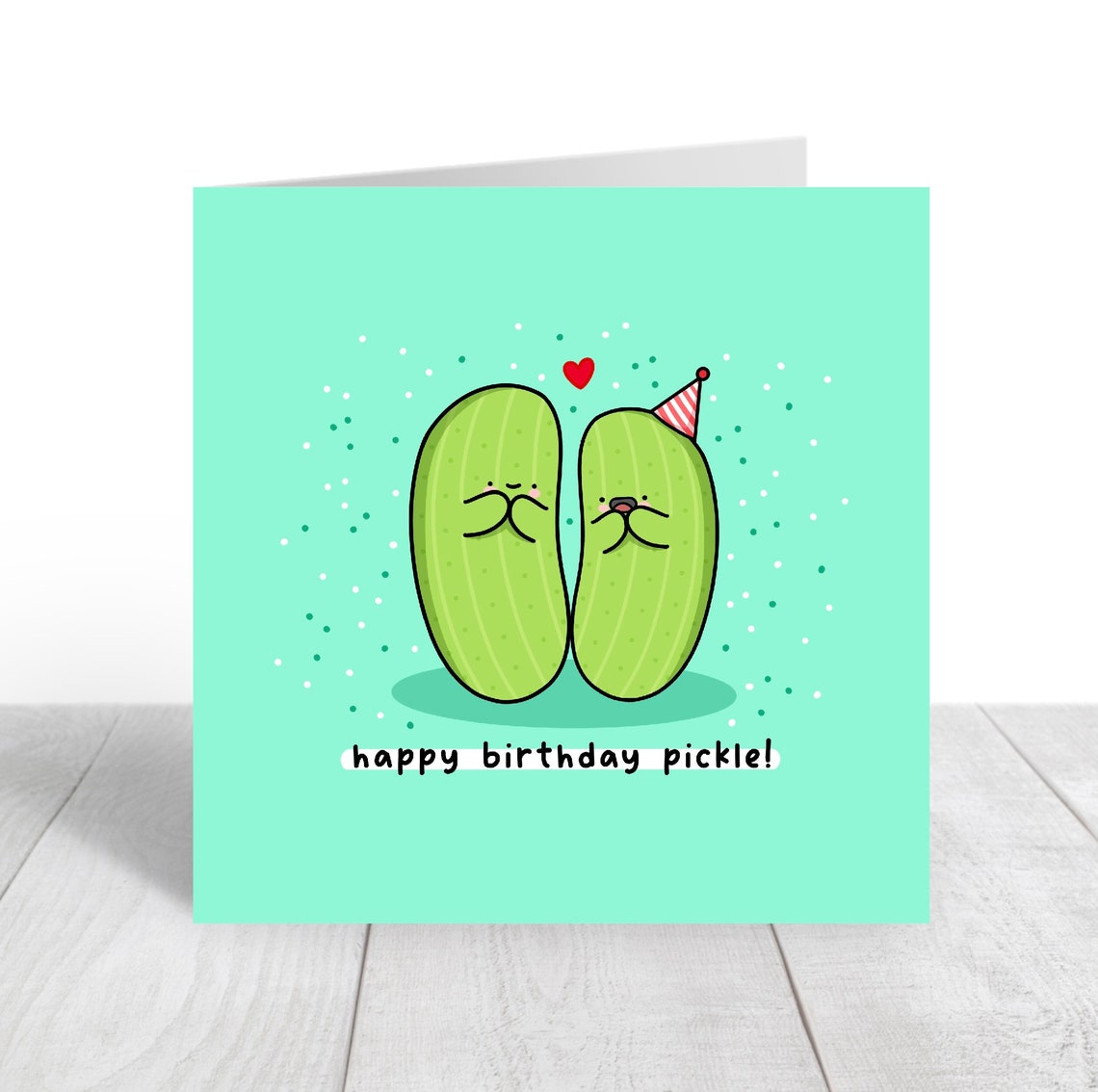 Happy Birthday Pickle Mint Square Kawaii Pickle Party Poster - Image 4