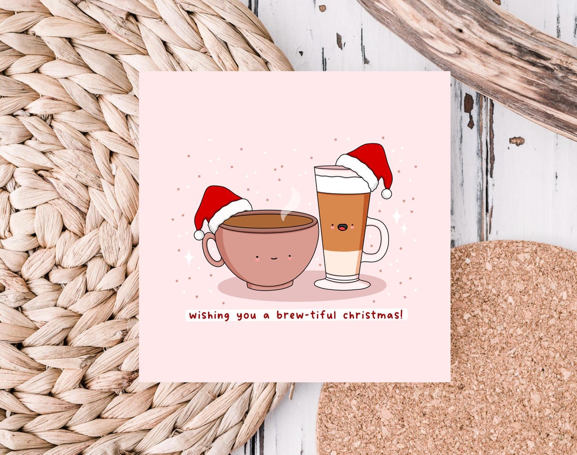 Wishing You A Brew-tiful Christmas Coffee Cup Illustrated Card Print - Image 6