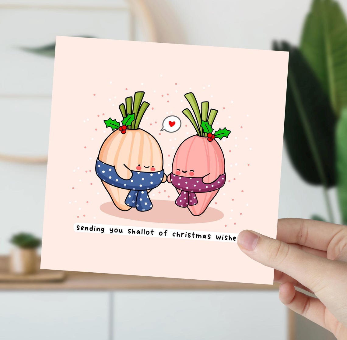 Kawaii Sending You Shallot of Christmas Wishes Pun Art Print - Image 6