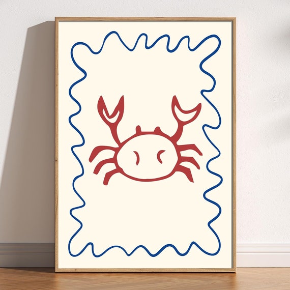 Crab Print, Minimalist Nautical Kitchen Poster