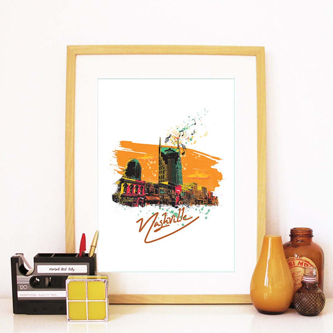 Nashville Print Nashville Skyline Nashville Art Nashville Poster Nashville Watercolor Nashville Art Print Nashville Map Nashville Art - Image 2