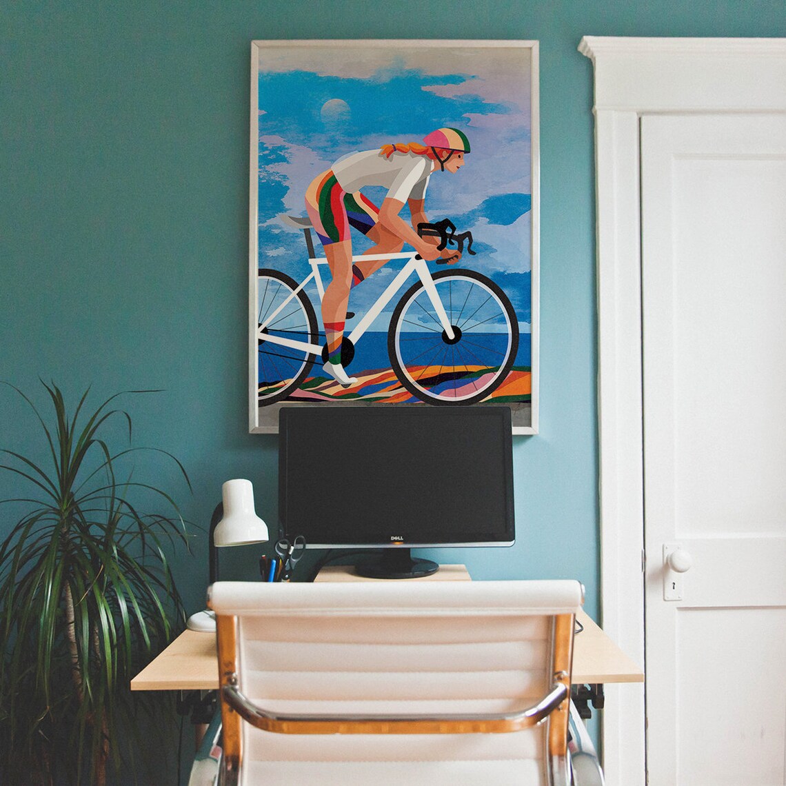 Woman Cyclist Cycling Art Print, Sports Wall Decor - Image 4
