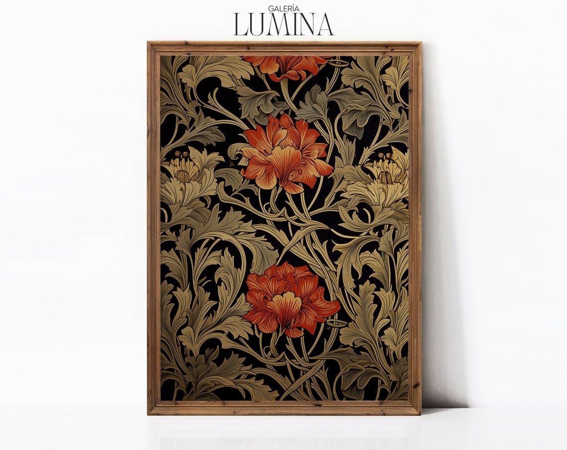 Flower and Nature Motif, Arts & Crafts Wall Art Print - Image 3
