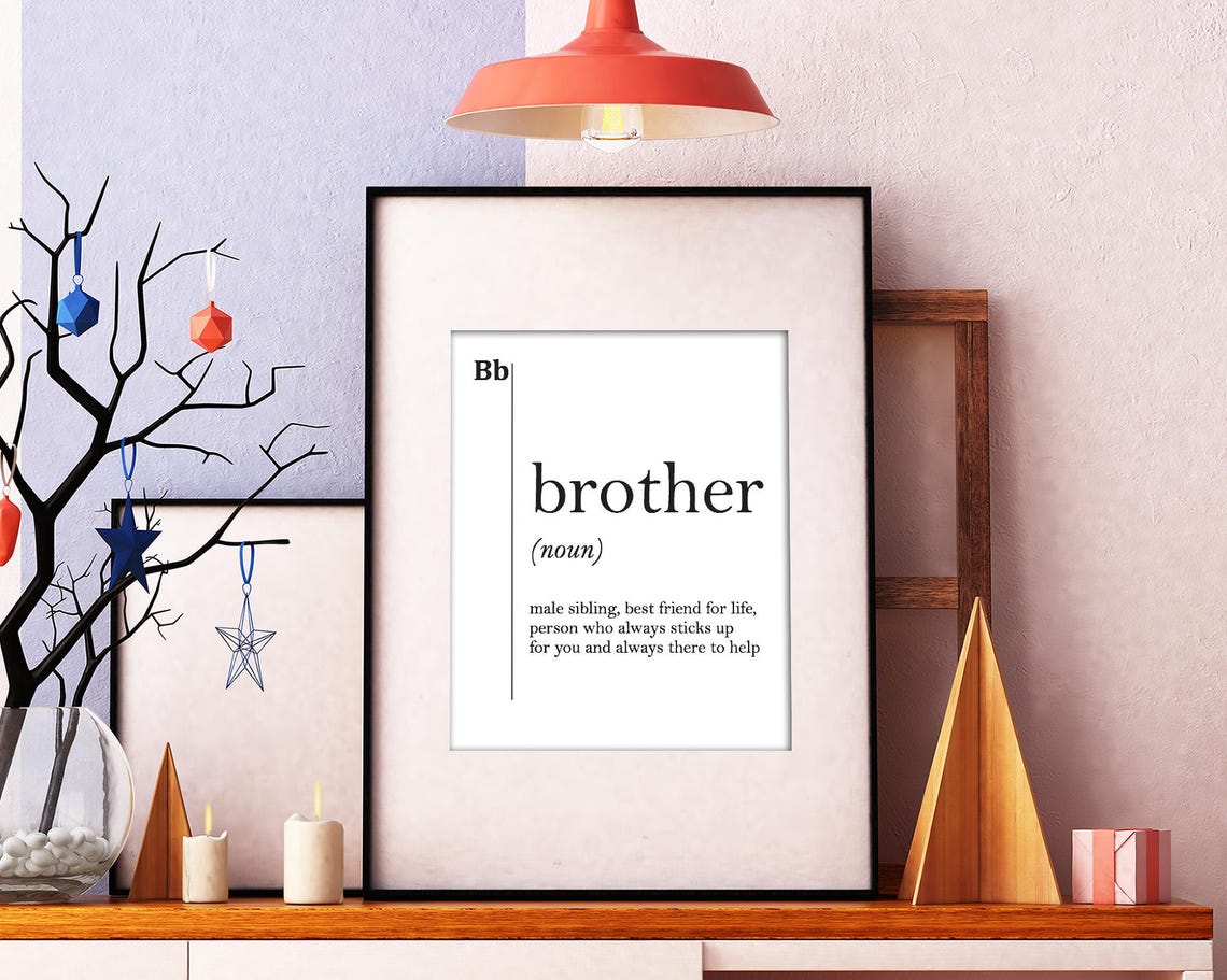 Funny Brother Definition Dictionary Wall Art Gift for Him Typography - Image 2