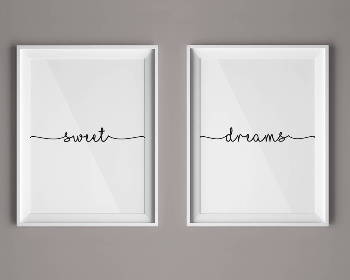 Sweet Dreams Calligraphy Two Piece Bedroom Set Design Gift Poster