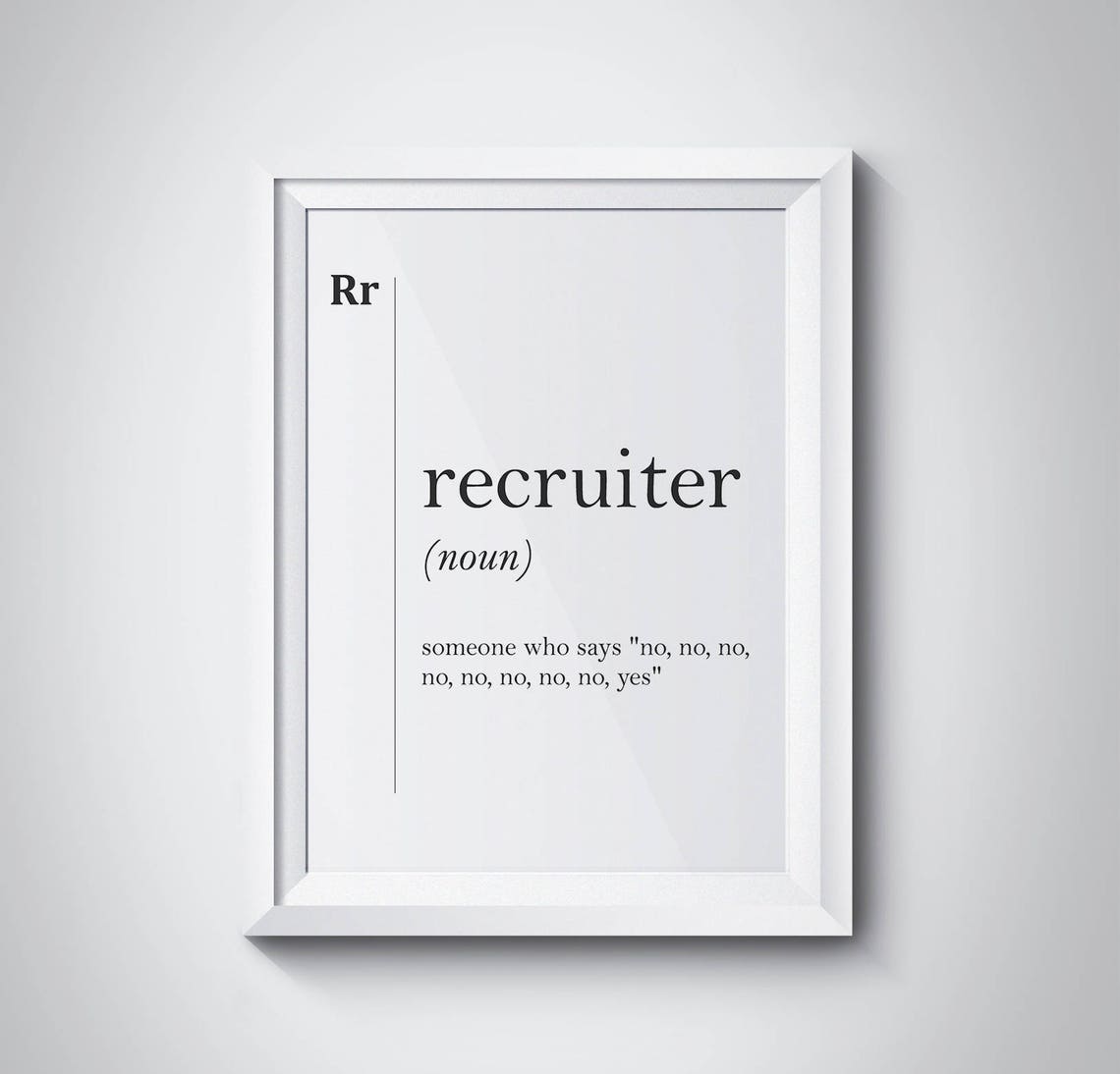 Recruiter Definition Poster Funny HR Gift Human Resources Office Decor