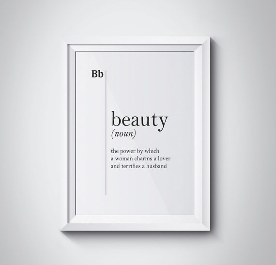 Beauty Definition Print Wife Gift Woman Gift Girlfriend Gift Lady Art Lover Gift Poster Gift For Her Home Wall Art Typography Dictionary Art