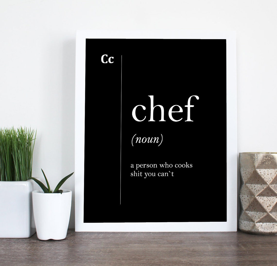 Chef Funny Noun Definition Black Kitchen Dictionary Gift Poster - Image 2
