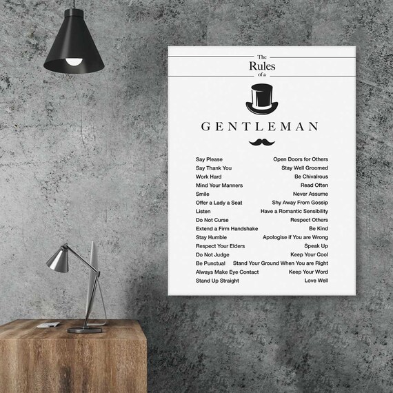 The Rules Of A Gentleman Thirty Etiquette Manners Typography Poster