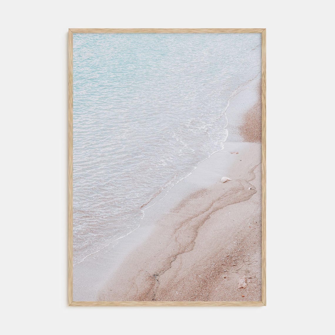 Minimalist Sandy Beach Shoreline With Soft Gentle Ocean Waves Poster