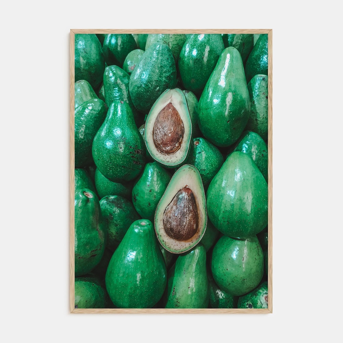 Big Pile of Green Avocados Two Halved Open Kitchen Photo Poster