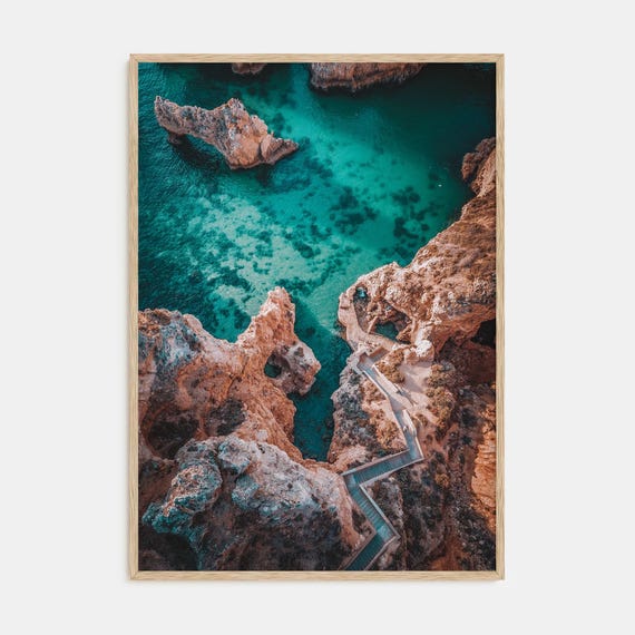 Fine Art Coastline Stairway Print Color Photography Poster Nautical Wall Art Beach Decor Landscape Photography Home Gallery