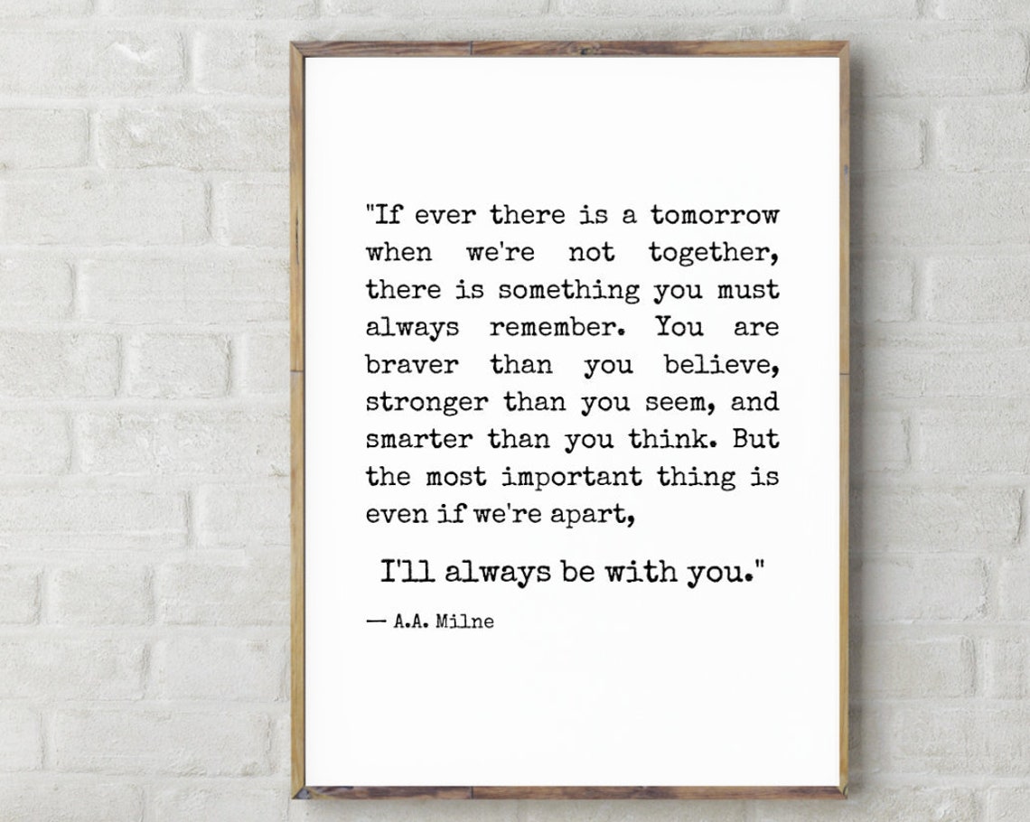 A A Milne Ill Always Be With You Quote Typewriter Kids Wall Poster - Image 2