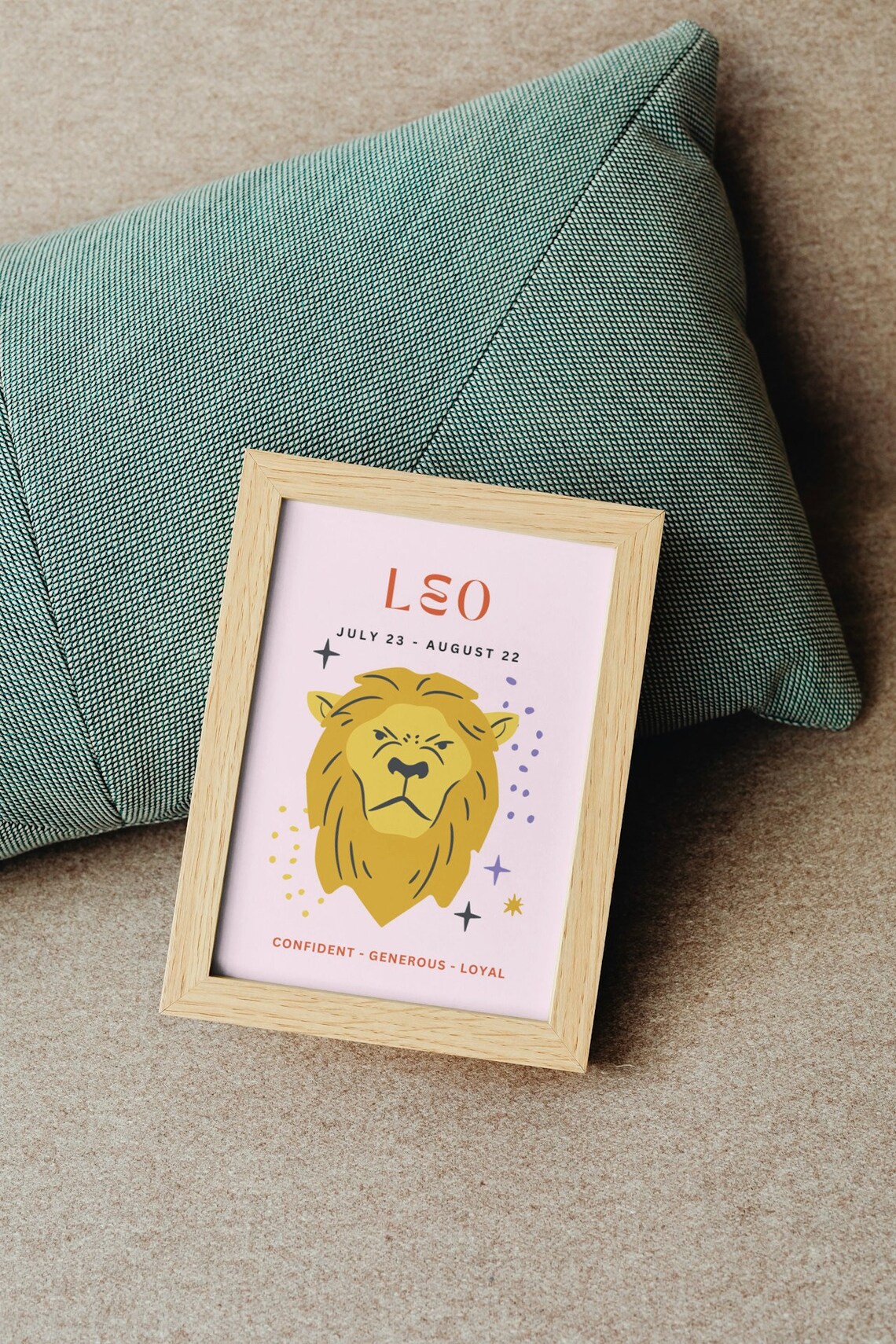 Leo Zodiac Lion Pink Horoscope Personality Birthday Gift Art Poster - Image 2