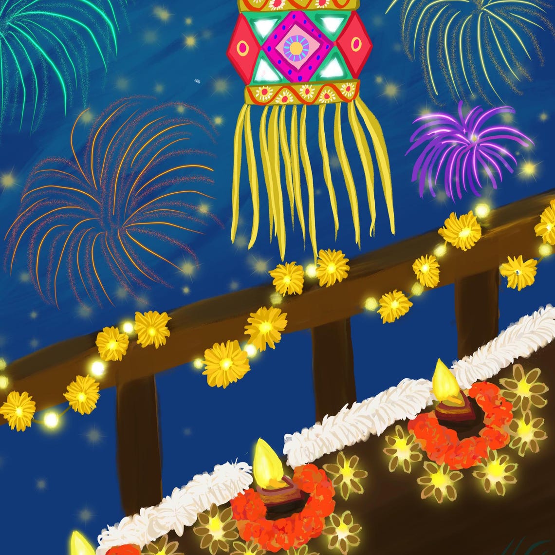 Diwali Poster Indian Festival Print Diwali Art Print Diwali Decoration Diwali Home Wall Decor Festival Of Lights Indian Celebration - Image 3