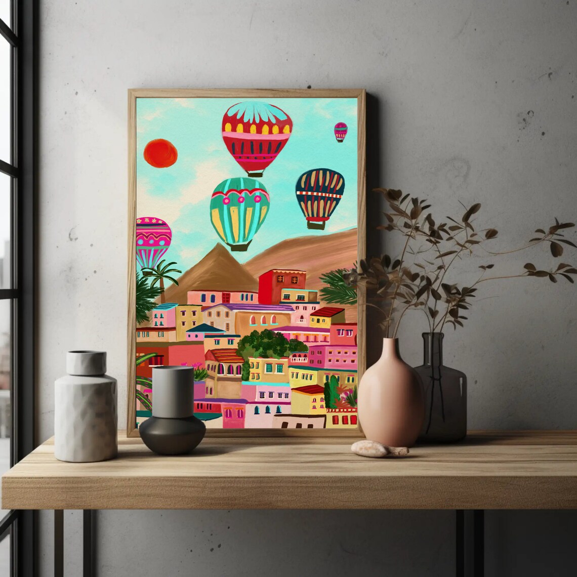 Cappadocia Hot Air Balloons Fairy Chimneys Turkey Travel Art Print - Image 4