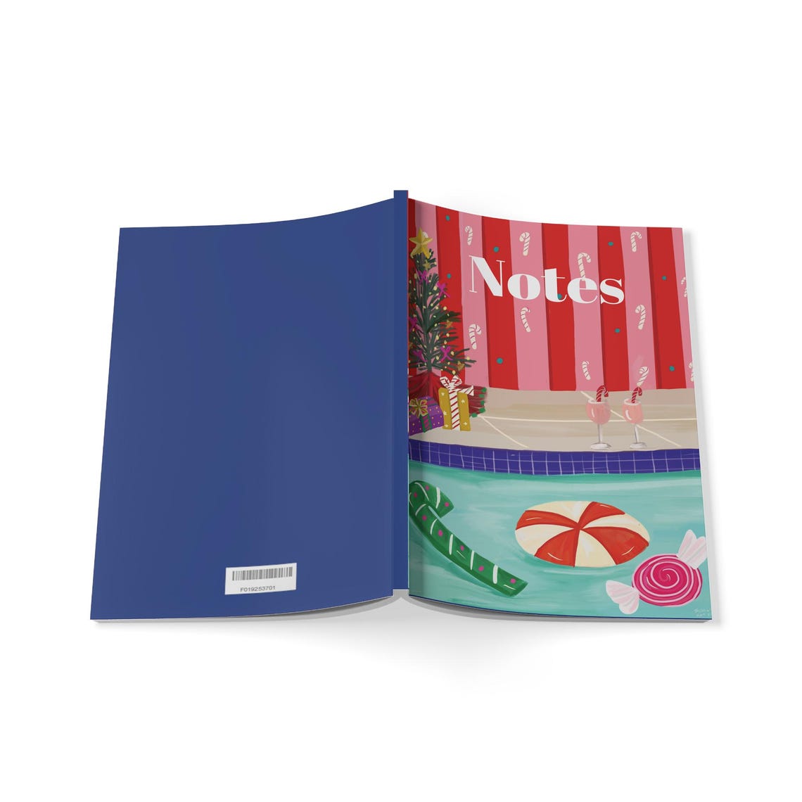 Christmas Pool Party Candy Cane Softcover Notebook Notes Print - Image 2