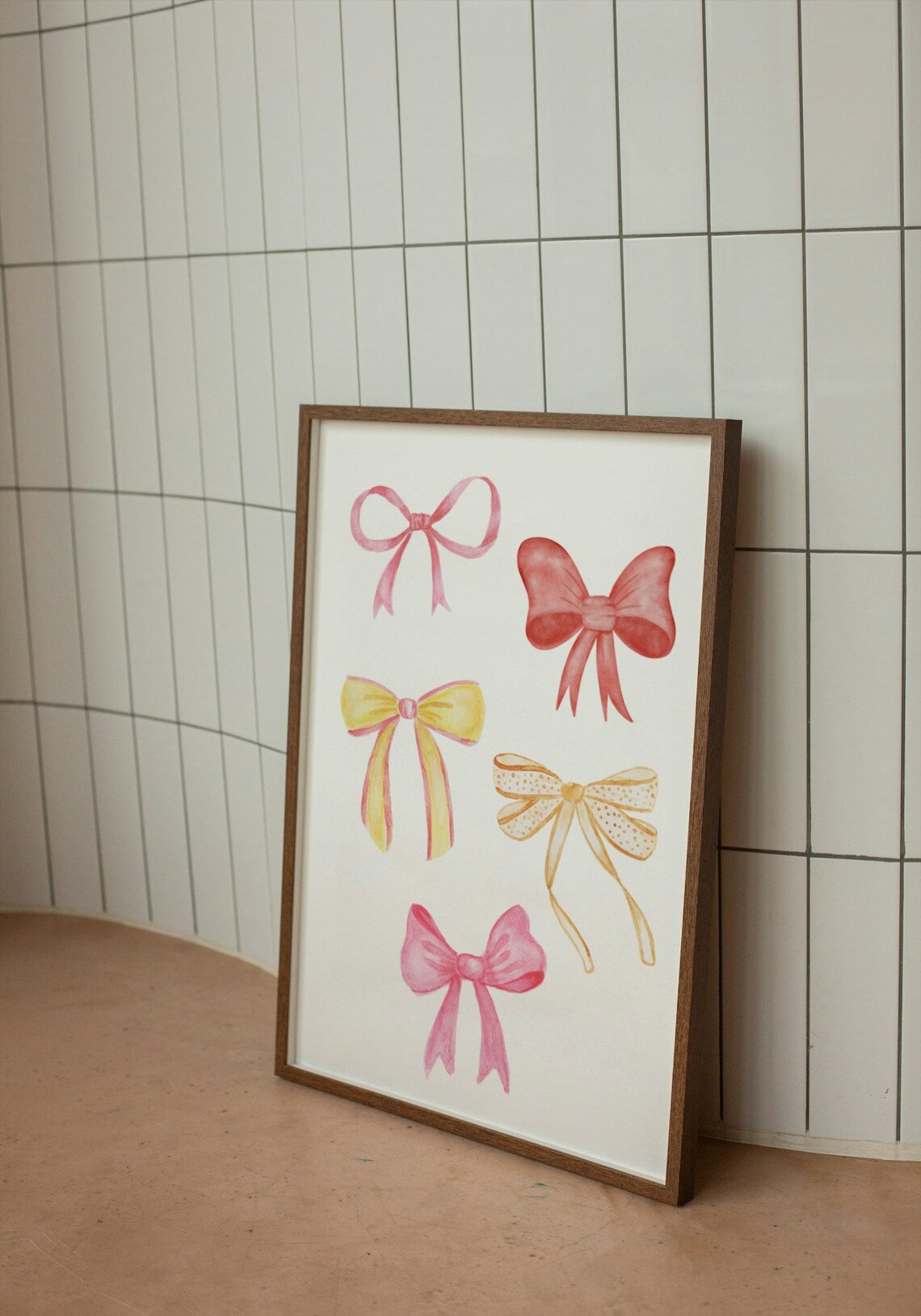 Pink Watercolor Bow Collection Coquette Room Decor Art Poster - Image 5